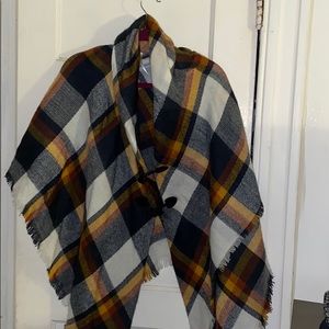 Plaid poncho-